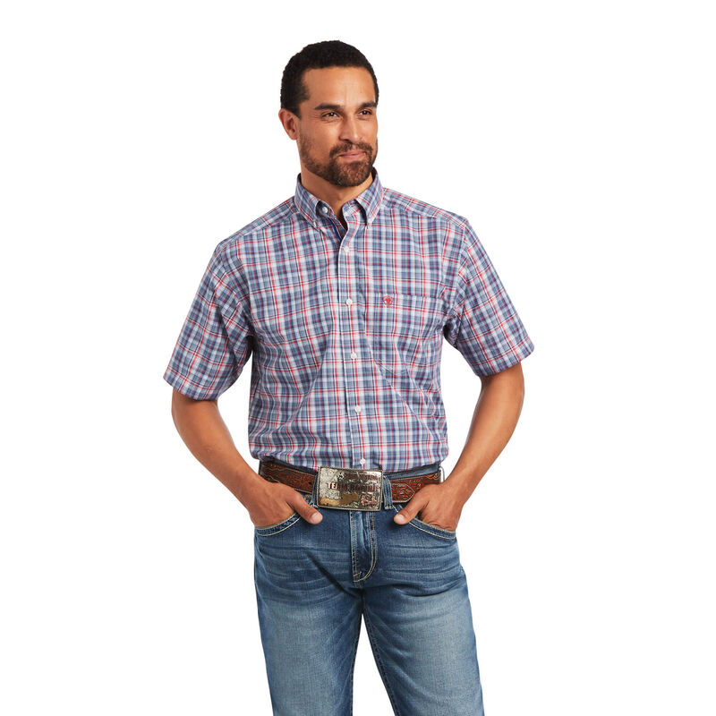 Ariat Hemden Herren - Pro Series Flint Classic Fit Blau/Rot ( QZYRA-8926 )